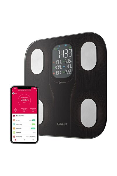 Sencor Cantar Smart fitness, Conexiune Bluetooth pentru iOS și Android, max 1...