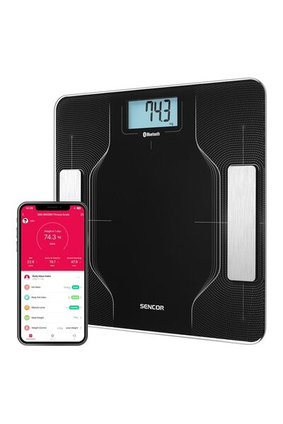 Sencor Cantar Smart fitness, Conexiune Bluetooth pentru iOS și Android, max 1...