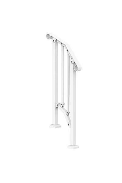 Vivatechnix Balustrada pentru 1-2 trepte exterioare, Alb, Otel, 1535 x 84 x 9...