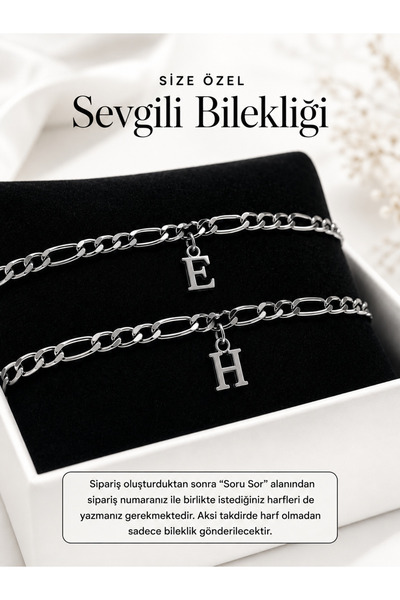 Genel Markalar Kişiye Özel Harfli Sevgili Bilekliği Çift Bileklik Unisex Figa...