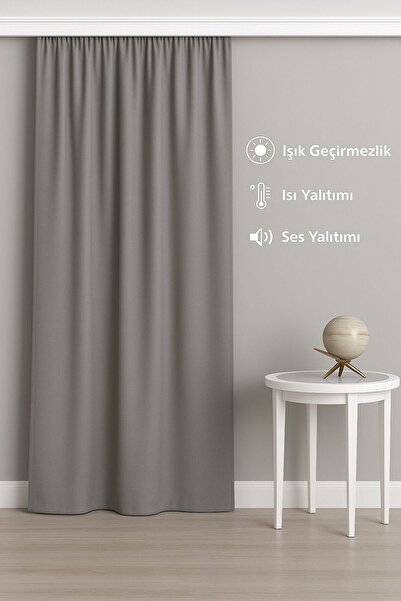 Home tekstil Lüx Black Out Karartma Perde Projeksiyon Perdesi Gri Blackout Fo...