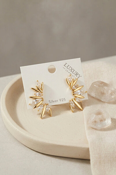 shopwave Gold Renk Zirkon Taşlı Saçak Model Vintage Kadın Küpe