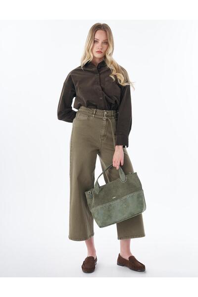Kayra Belt Detailed Non Denim Trousers Khaki