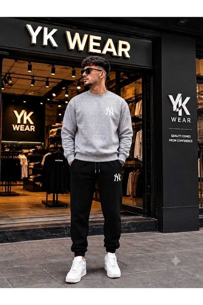 YK WEAR KRAL KOMBİN Set de trening mixt NY cu detalii șardonlu