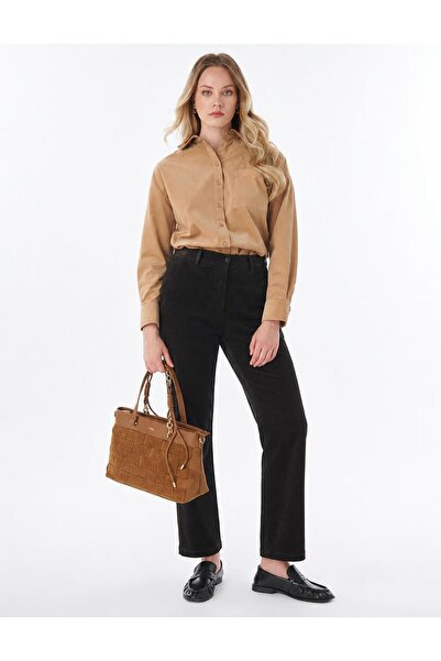 Kayra Straight Leg Velvet Trousers Black