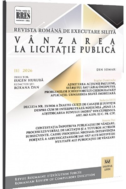 Universul Juridic Revista romana de executare silita Nr.1 din 2026. Vanzarea ...