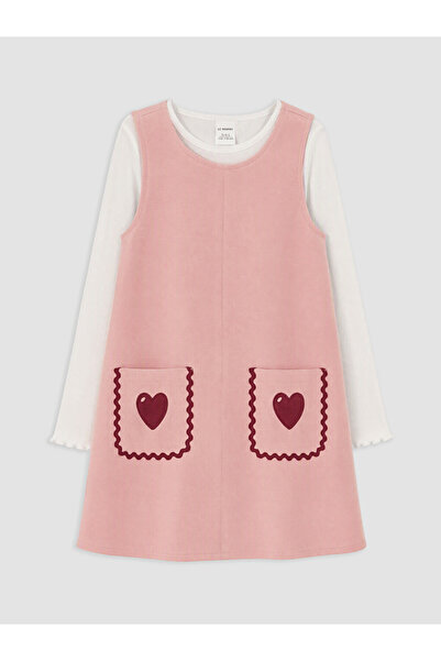 LC Waikiki Embroidered Girls' Salopet Dress Set