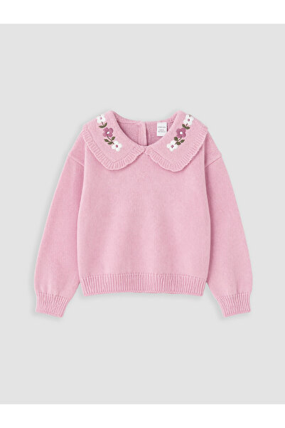 LC Waikiki Baby Collar Floral Girl's Knit Sweater