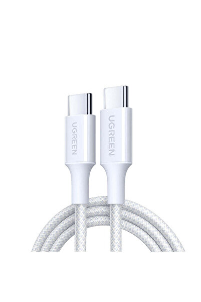 Ugreen Cablu de date L501 (35218), USB-C la USB-C, 3A, 60W, 1m, Nailon, alb -...