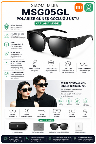 Xiaomi Mijia Clip-On Polarized Sunglasses for Prescription Glasses Uv400 Tac ...