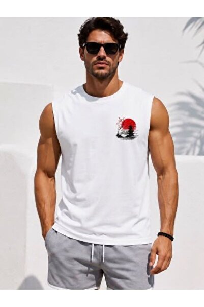 ALCİNOUS Printed Men's Cotton Crew Neck Training Athlete Tank Top Sleeveless ...