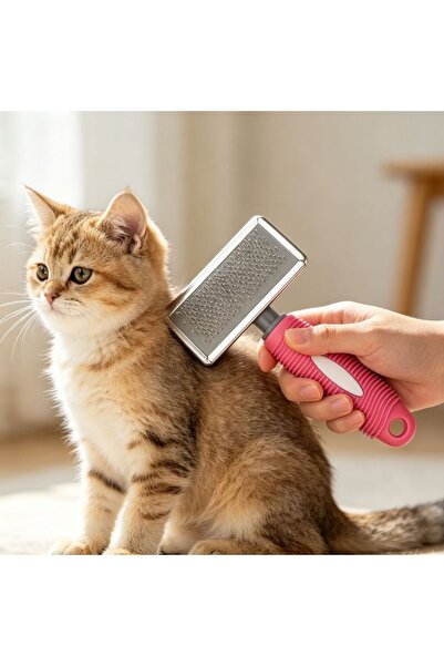 idei Pet brush with non-slip rubber handle 17 cm, dead hair removal tool, ran...