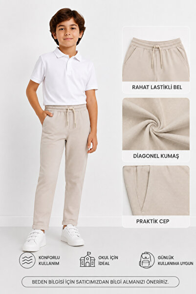 İkay Boy's Jogger Pants |   Elastic Waist Lace-Up Casual and School Pants