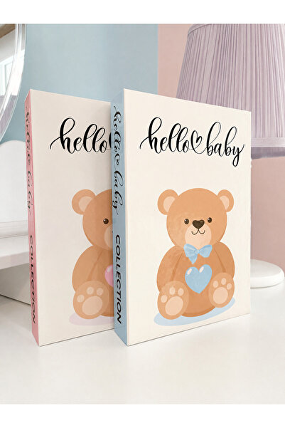 LUMEYA HOME Hello Baby Ayıcık Desenli Dekoratif Kitap Kutu Seti 2’li – Pembe ...