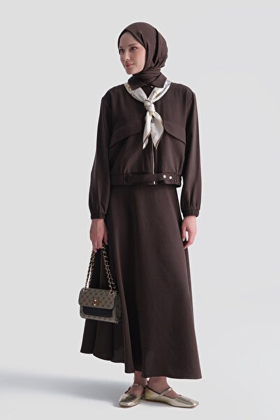 Armine Pocket Detailed Viscose Suit 26Yt650 Brown