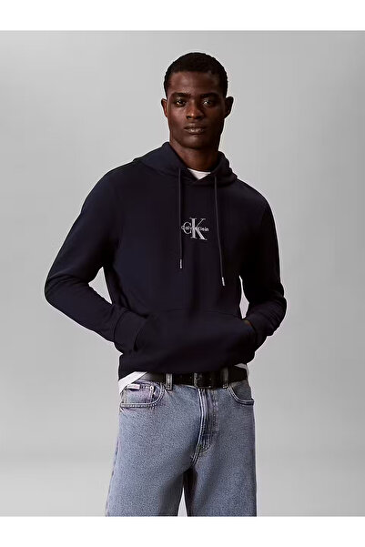 Calvin Klein Erkek Normal Kesim Yüksek Pamuk İçerikli Kapüşonlu Uzun Kollu La...
