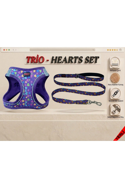 Trio Air -Mesh Küçük ve Orta Irk Kedi Köpek Göğüs Tasması Yumuşak, Nefes Alab...