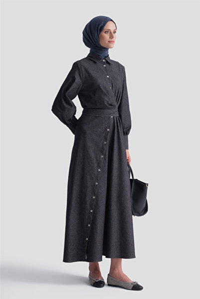 Armine Tie-Dye Denim Dress Navy Blue