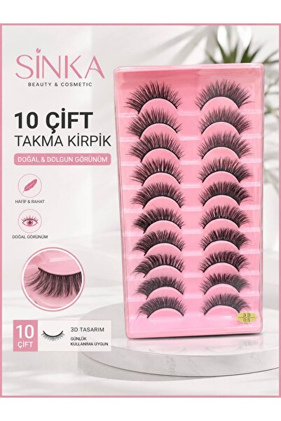 SİNKA 10 Çift Takma Kirpik Gerçek Doğal Görünüm Kirpik Seti S-05