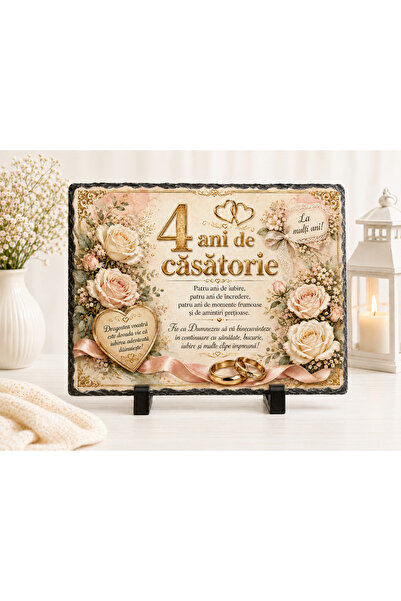 hiperborea Placă ardezie - 4 ani de căsătorie - Cadou Elegant pentru Aniversa...