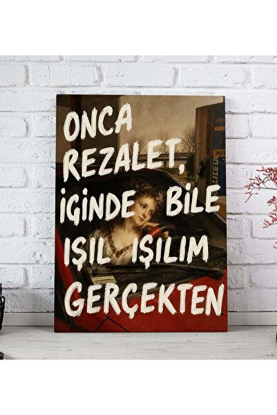 Bk Gift Vintage Klasik Sanat Esprili Sözlü Dekoratif Kanvas Tablo - 17