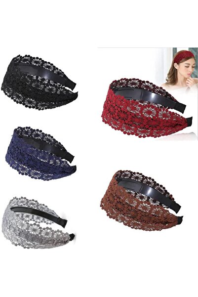 Arabest Stylish Wide Lace Headband Set,Elastic Hairband with Teeth for Women ...