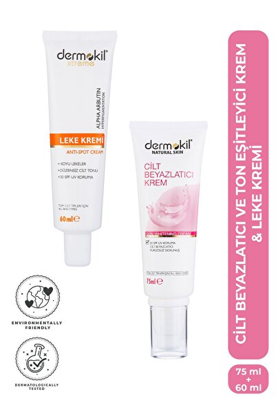 Dermokil Cilt Beyazlatıcı ve Ton Eşitleyici Krem 75 ml + Leke Karşıtı Cilt Ba...
