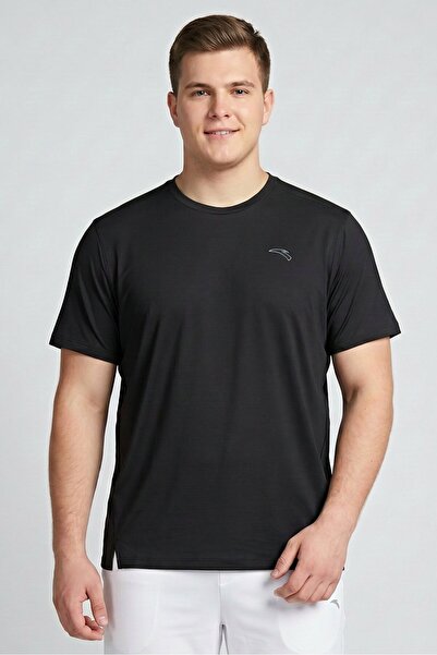 Anta Men Regular Fit Short Sleeve Training T-Shirt, Black