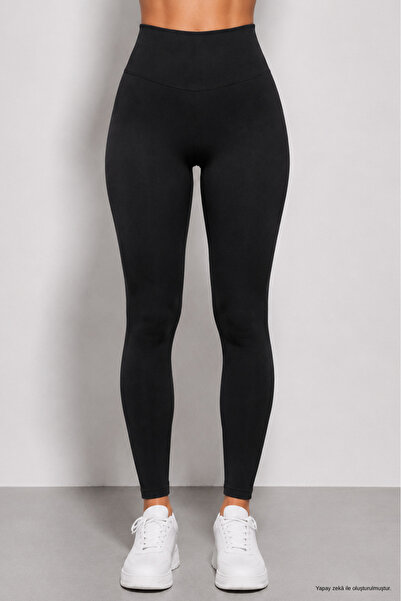 WILD BEE Women's Black High Waist Slimming Stretchy Leggings