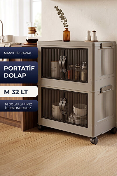 Kitchen Life 2'li Tekerlekli İstiflenebilir Portatif Katlanabilir Çok Amaçlı ...