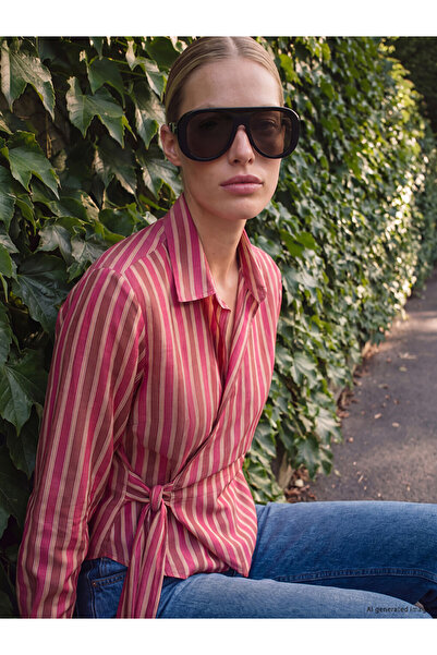 LC Waikiki I Shirt Roba Collar Striped Blouse from Freezen Store