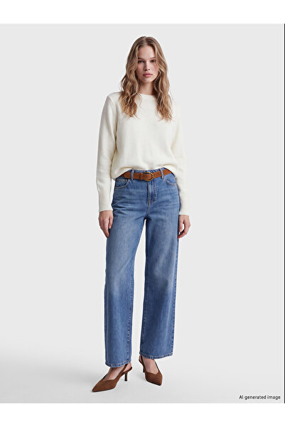 LC Waikiki I Beli Belt Pack Wide Leg Women's Jean Pants from Freezen Store