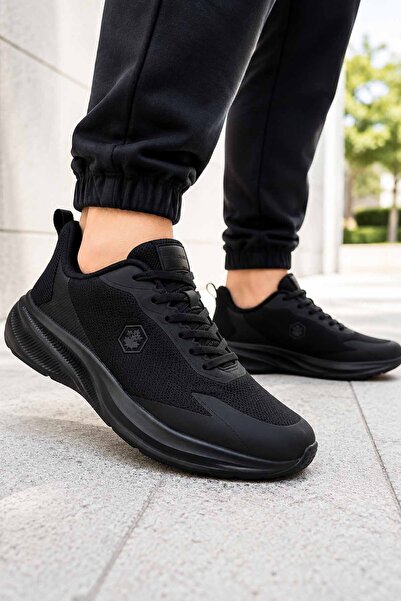 lumberjack Erkek Siyah Spor Ayakkabı Memory Foam İç Taban Nefes Alabilen File Esnek Hafif Günlük Sneaker LMBR-440