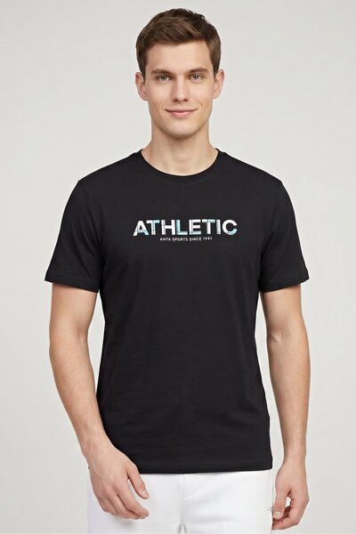 Anta Men Regular Fit Short Sleeve Outdoor T-Shirt, Black