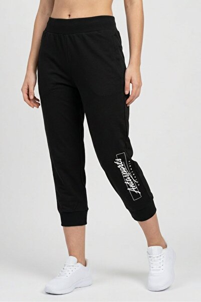 Anta Women Regular Fit Graphic Print Outdoor 3/4 Pants, Black