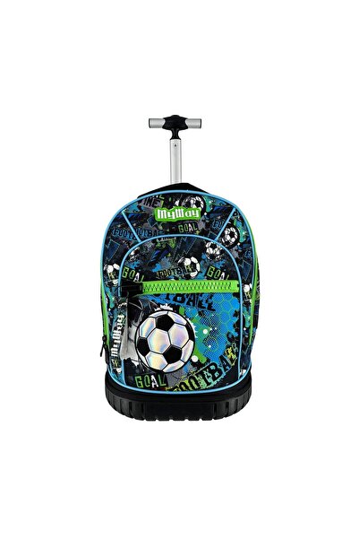 OEM Ghiozdan troler clase primare, verde, model fotbal, troler – spațios, com...