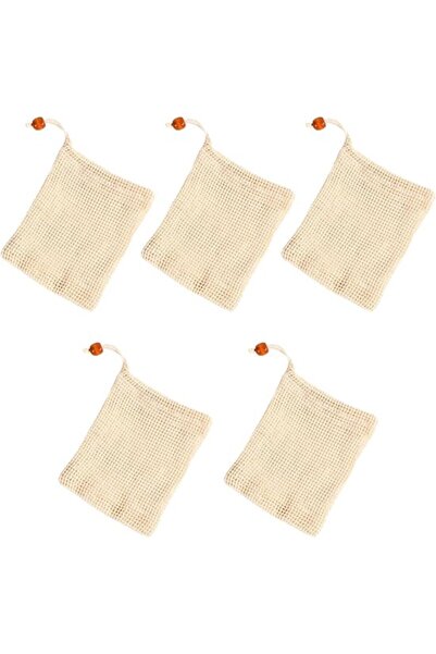 Morvena Picks Set de 5 bucăți de pungi de săpun din bumbac, pungă plasă pentr...