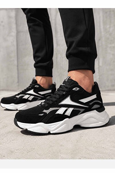 Reebok Men's Black and White Casual Sports Shoes Retro Design Thick Sole Lace...