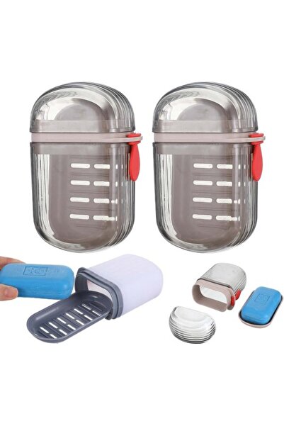 Morvena Picks 2 cutii de săpun de călătorie cu suport de scurgere, cutie de s...