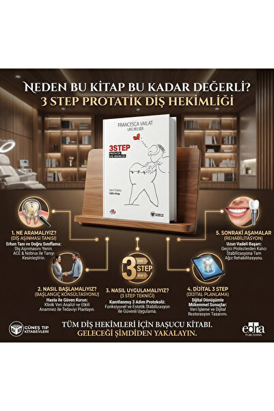 Güneş Tıp Kitabevleri 3 STEP Eklemeli Protetik Diş Tedavisi (QR KODLU VİDEOLU 97 ADET VİDEO)