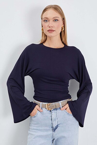 Fulla Moda Wide Sleeve Crew Neck Modal Blouse