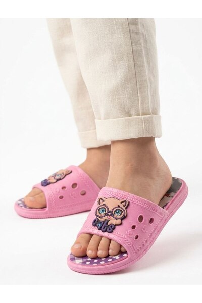 GEZER Girl's Pool and Sea Slippers with Cat Figure, Pink Non-Slip Lightweight...