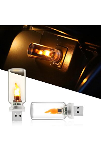 Morvena Picks 2 lumini USB pentru mașină - lumină cu flacără LED - inserați l...