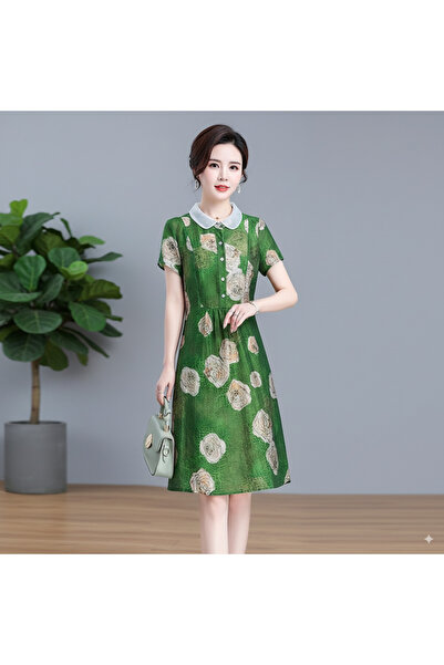 dorbe Women's Green Floral A-line Dress