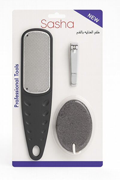 SASHA 3-Piece Pedicure Set for Foot Care, Stainless Steel Foot File for Remov...