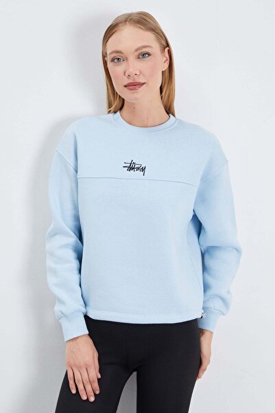 Fulla Moda 3 Thread Signature Embroidered Oversize Sweatshirt with Stopper