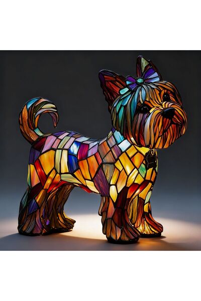 Morvena Picks Yorkshire Terrier cu coadă de cal - Lampă de masă alimentată cu...