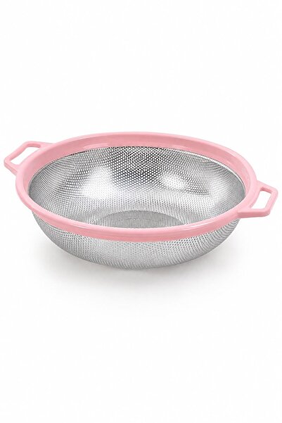 Raneel Kazançlı Alışveriş Round Metal Strainer with Handle Large Size Pink