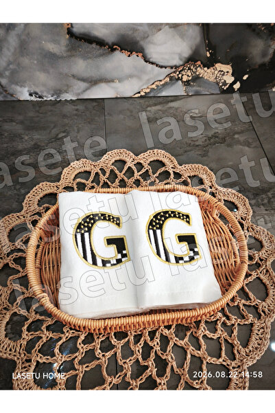 LASETU Checkered g Letter Kitchen Towel Set of 2 (30X50)