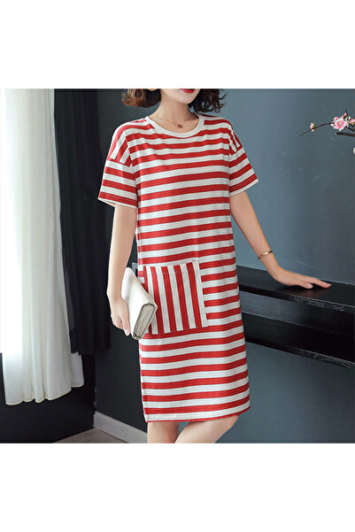 dorbe Women's Striped Round neck Short sleeve Mini Dress